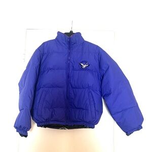 Vintage Triple F.A.T. Goose Down Filled Puffer Jacket Blue Ski Snowboard Winter